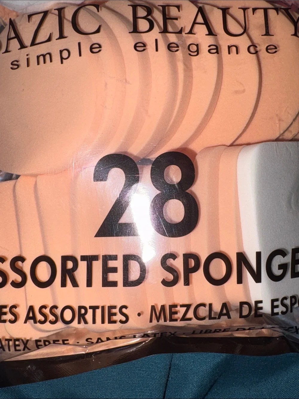 28-Piece Assorted Makeup Sponges - Peach, White, Pink, Green